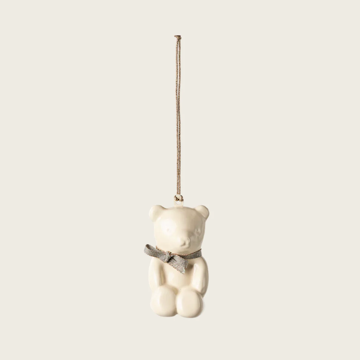 Teddy bear Metal ornament - Off white/Blue