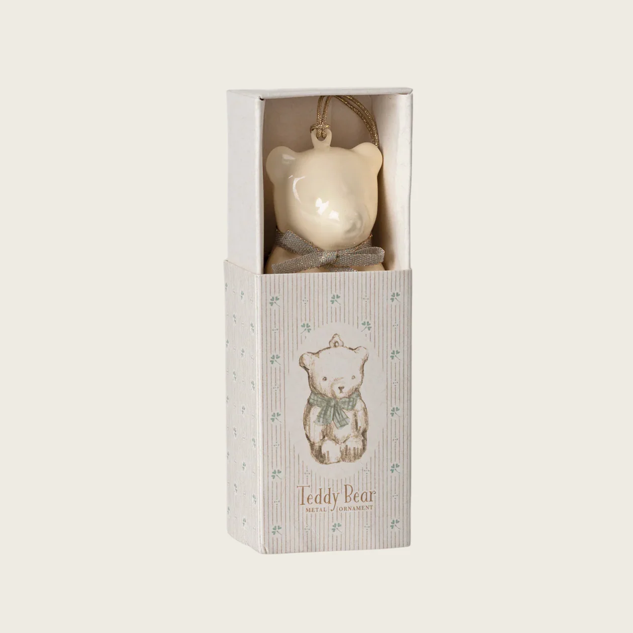 Teddy bear Metal ornament - Off white/Blue - Image 2