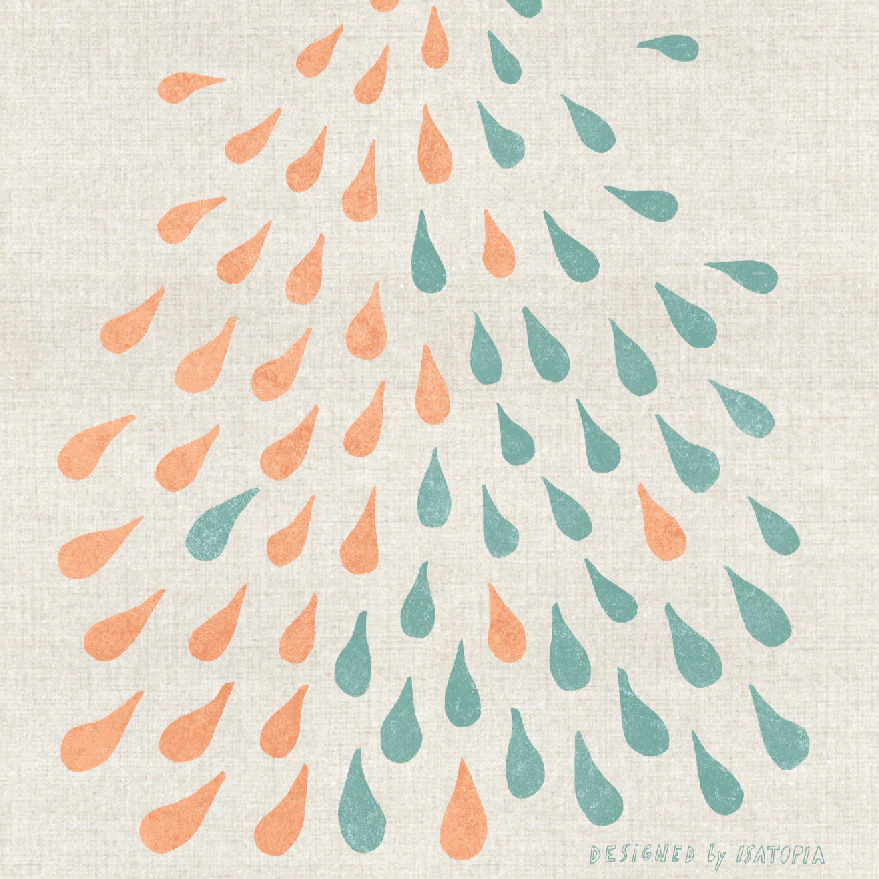 The Drops Tea Towel - terra and teal
