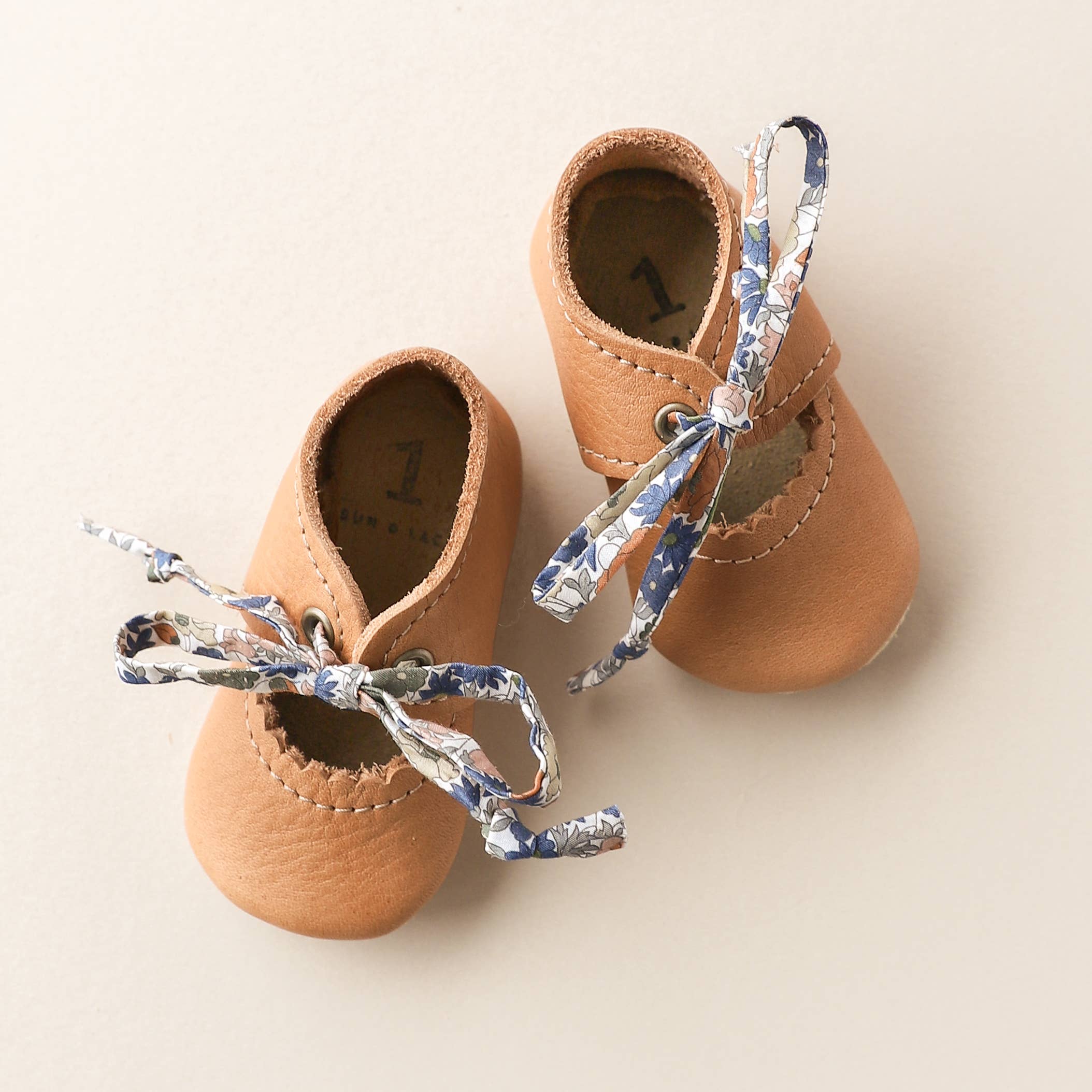 Tie Baby Mary Janes in Caramel - Image 3