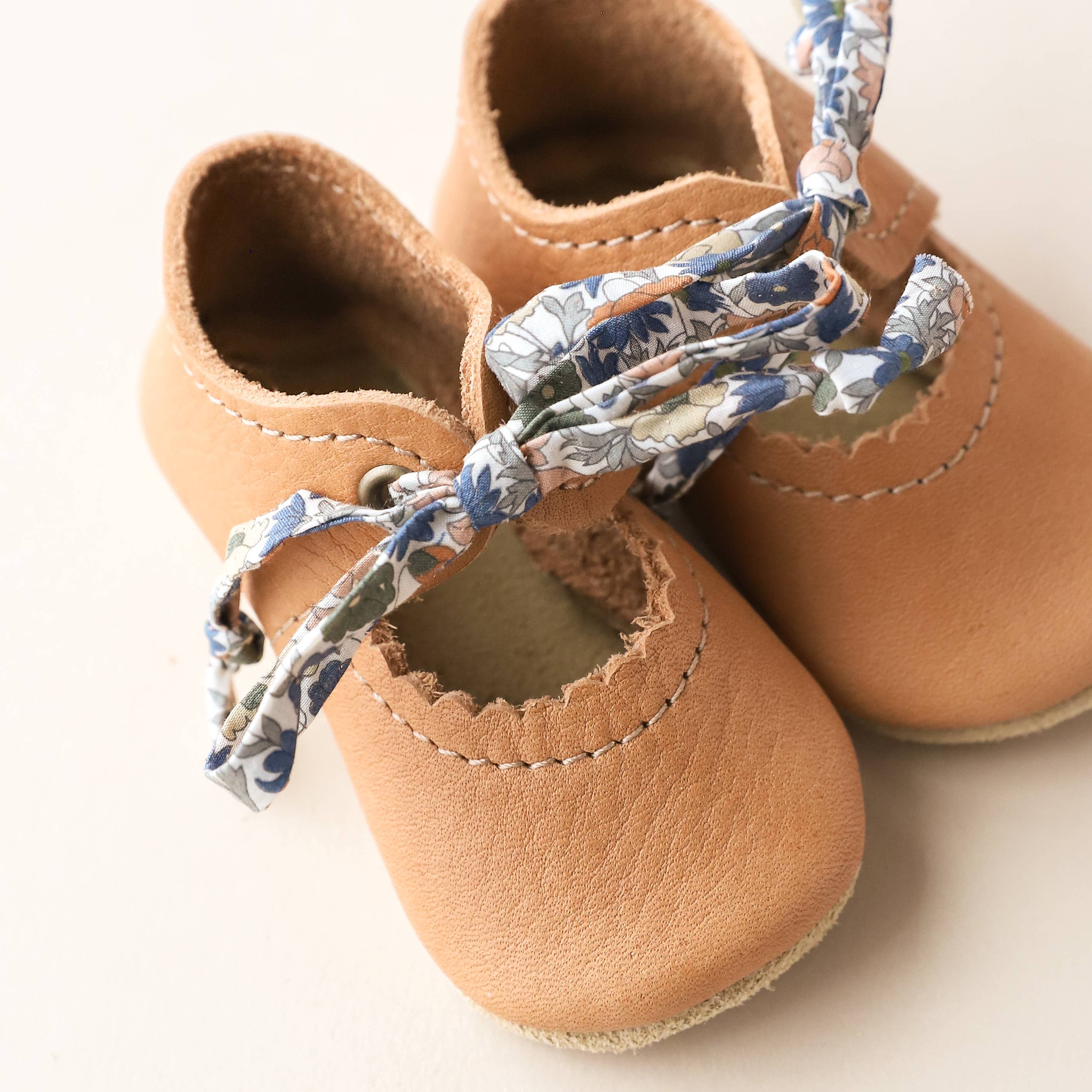 Tie Baby Mary Janes in Caramel - Image 4