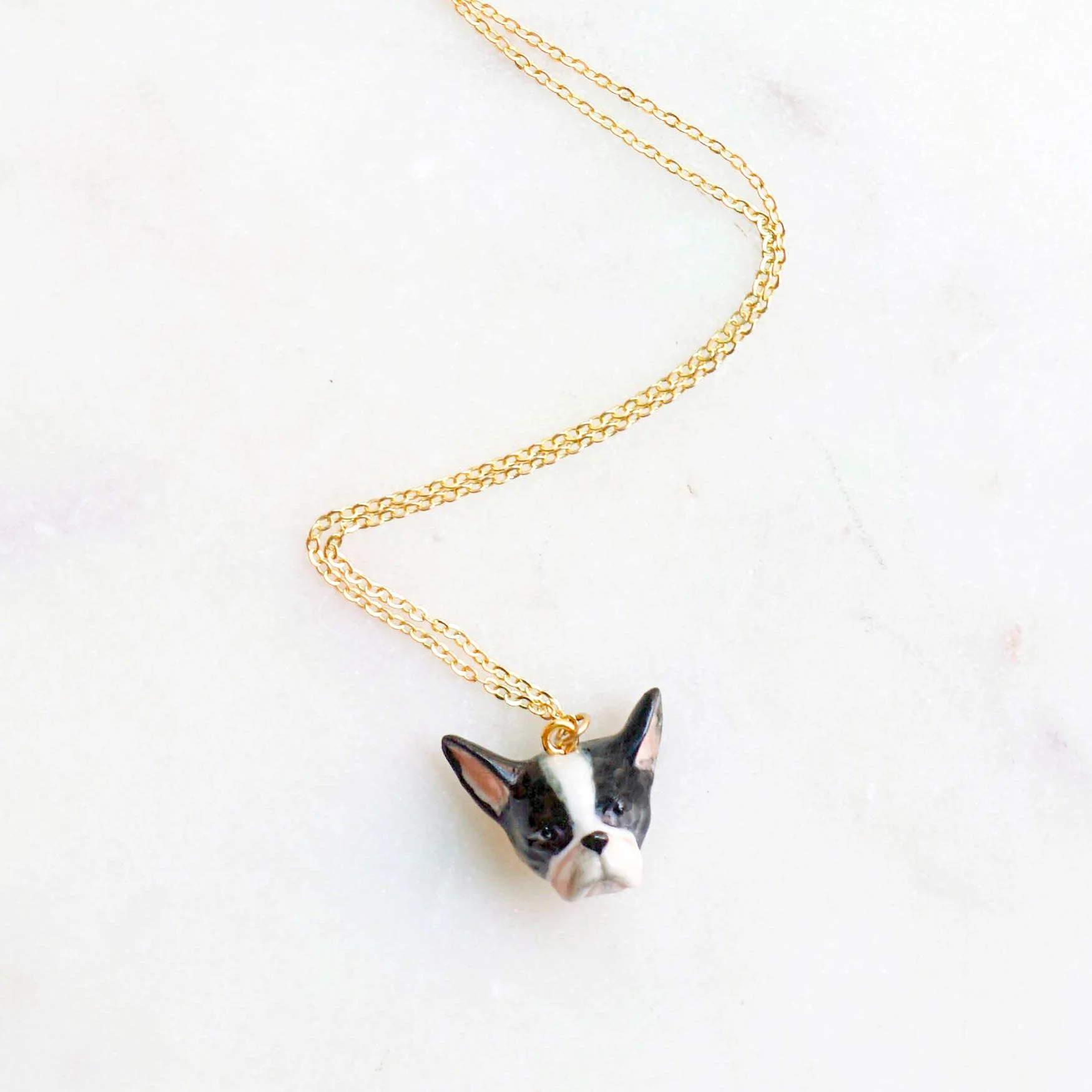 Tiny French BullDog Face Necklace