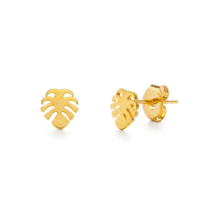 Tiny Monstera Leaf Stud Earrings