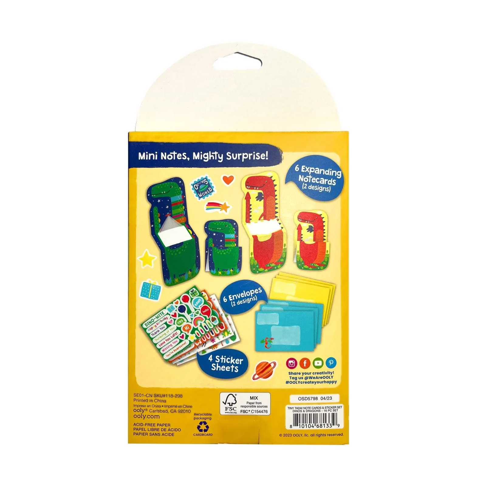 Tiny Tada! Note Cards & Sticker Set - Dinos & Dragons - Image 4