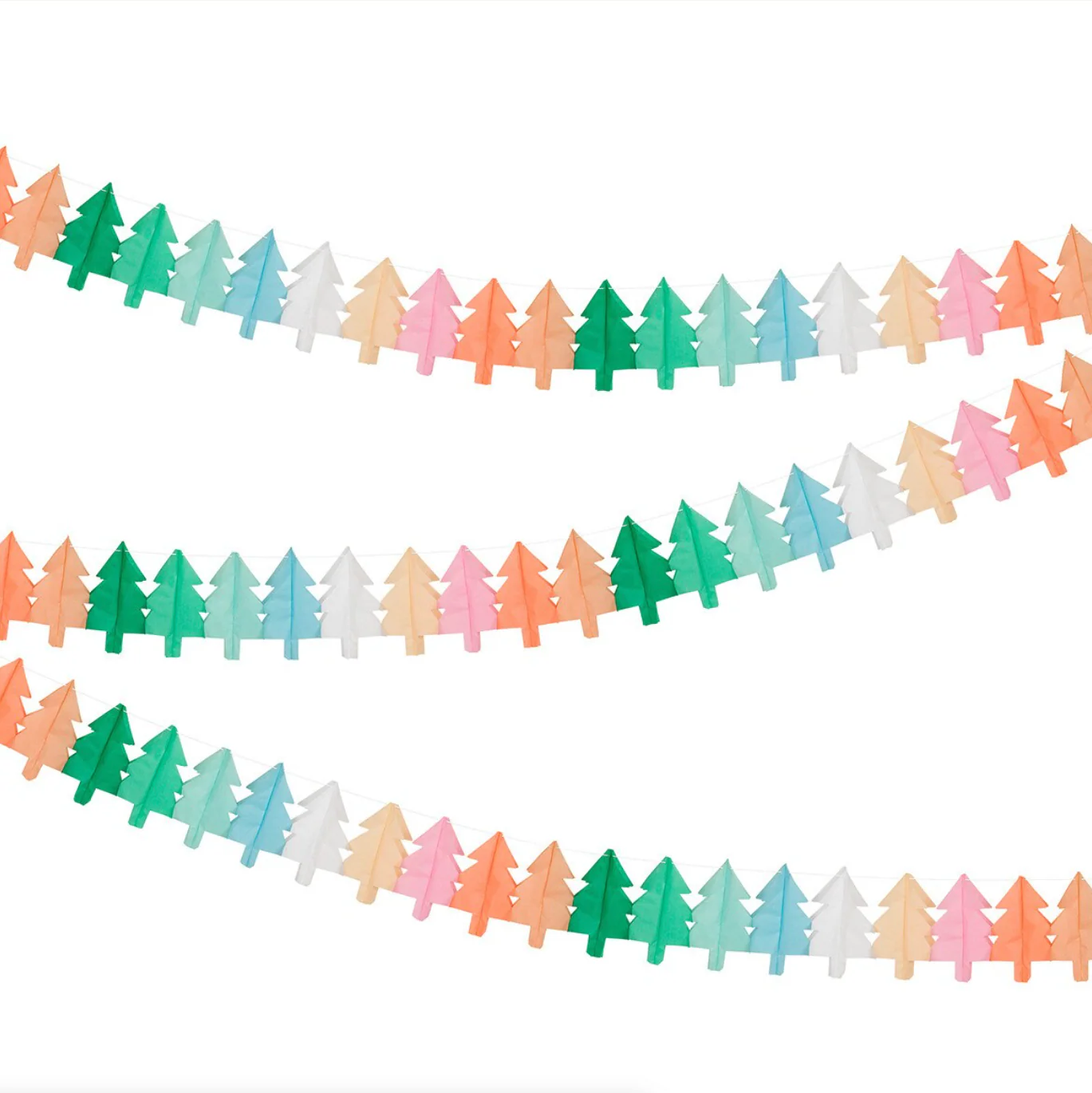 Tissue Paper Christmas Tree Garlands -3pk - Image 2