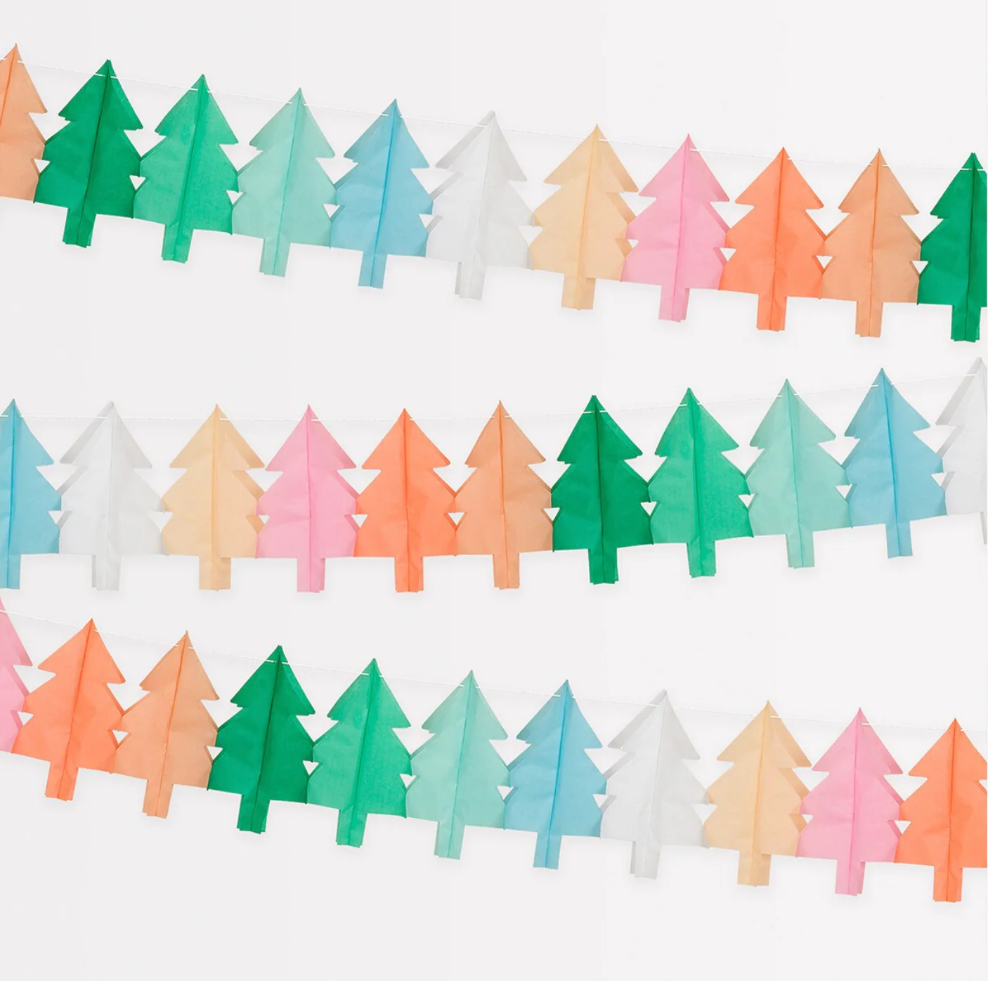 Tissue Paper Christmas Tree Garlands -3pk - Image 4