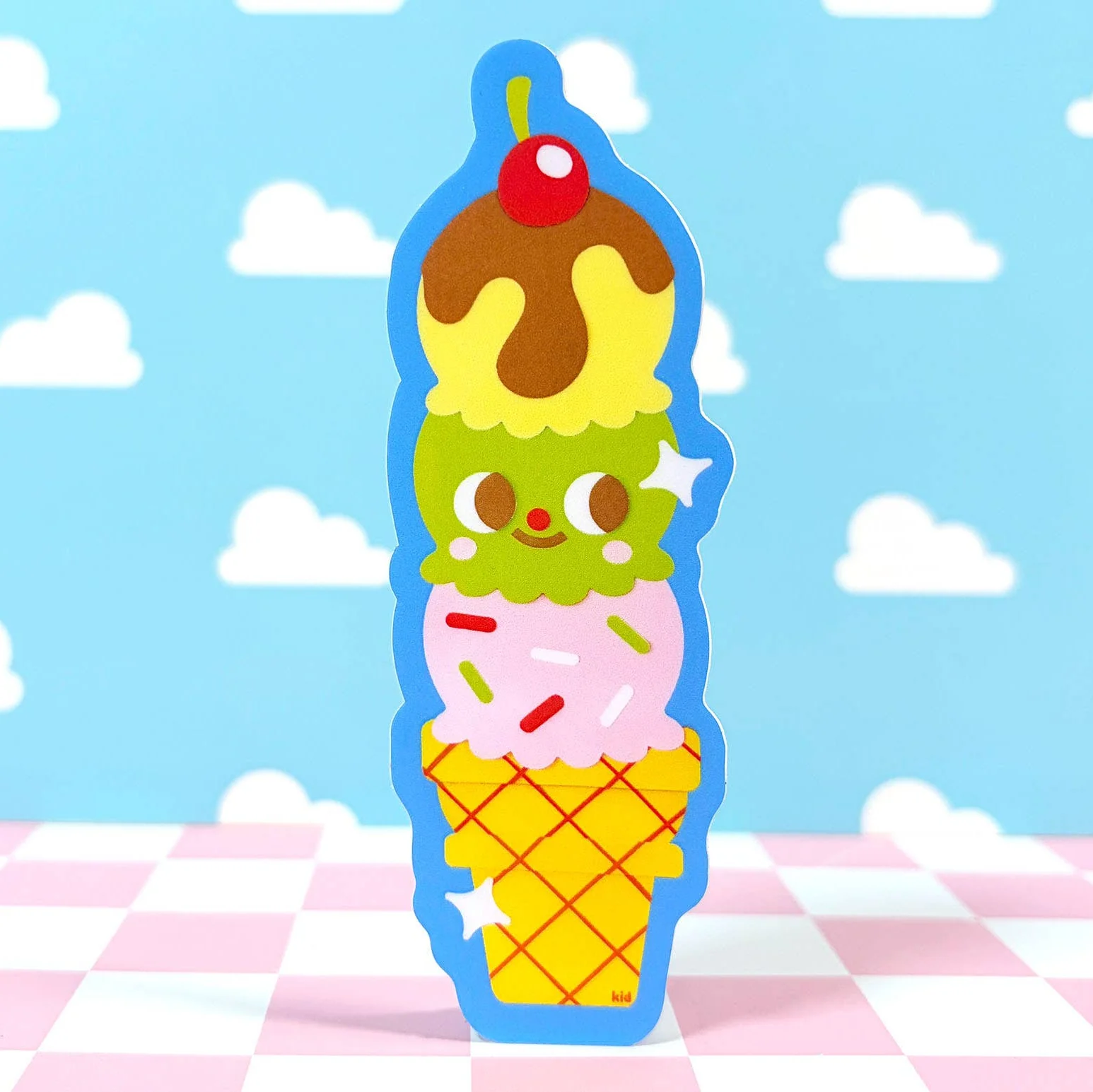 Triple Scoop Kawaii Ice Cream Vinyl Sticker