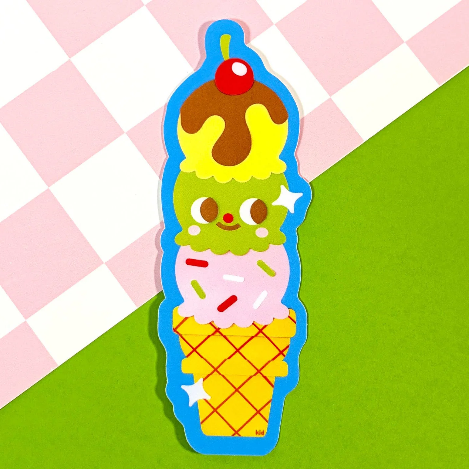 Triple Scoop Kawaii Ice Cream Vinyl Sticker - Image 2