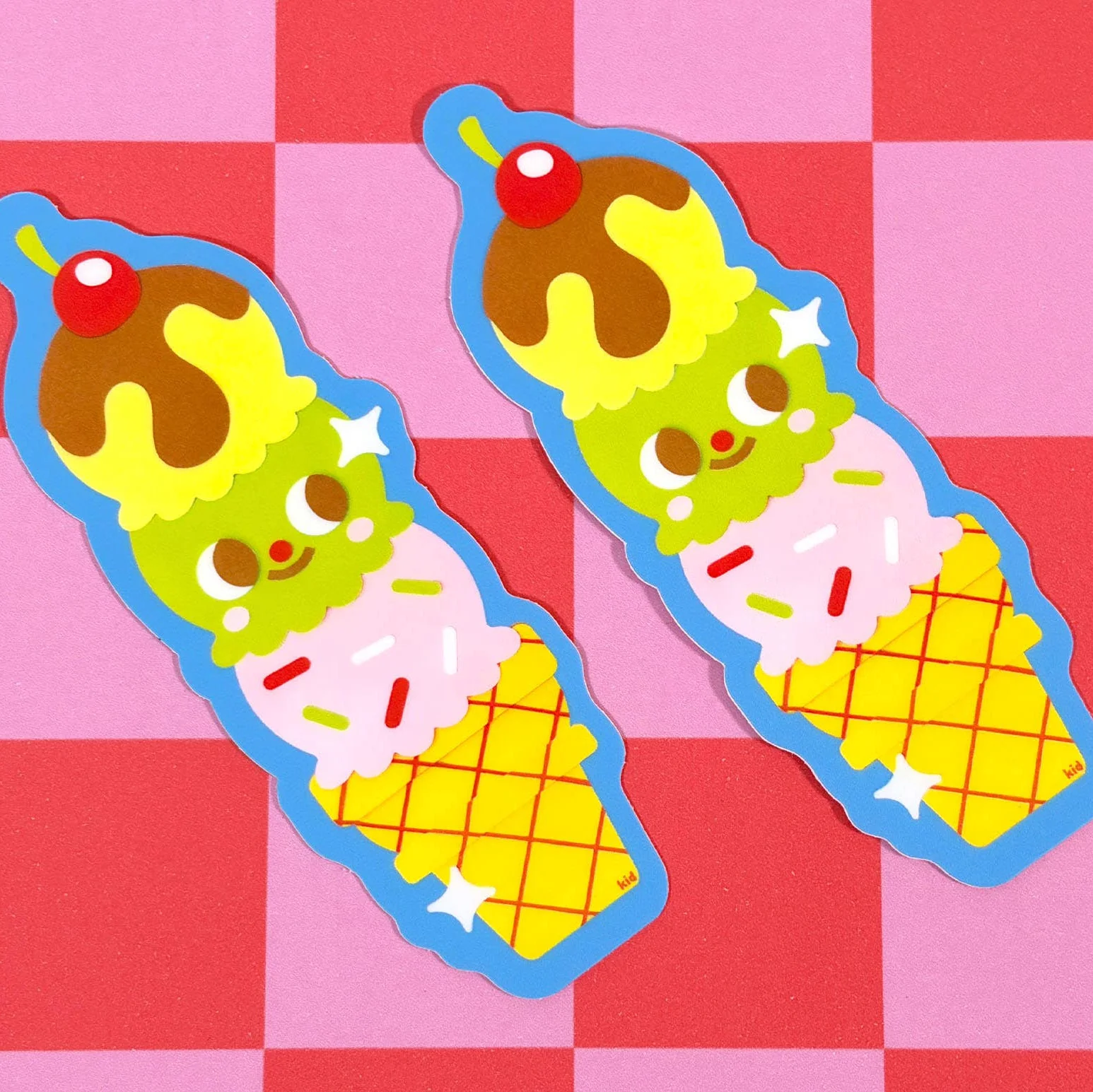 Triple Scoop Kawaii Ice Cream Vinyl Sticker - Image 4
