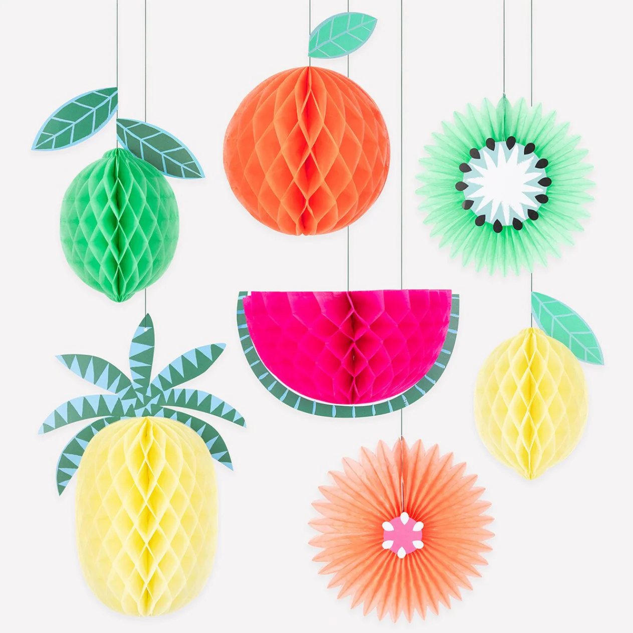 Tropical Fruit Honeycomb Decorations (x7)