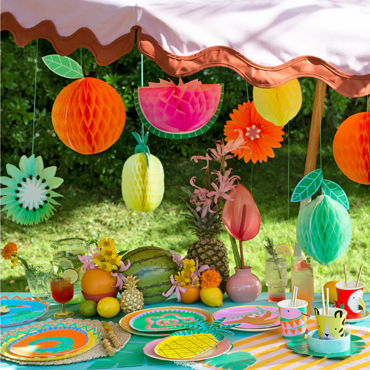 Tropical Fruit Honeycomb Decorations (x7) - Image 2