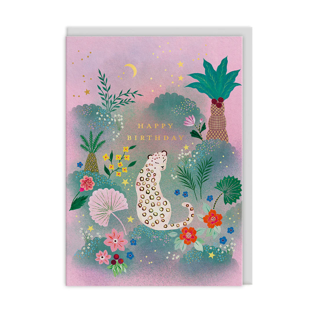 Tropical Leopard Greeting Card
