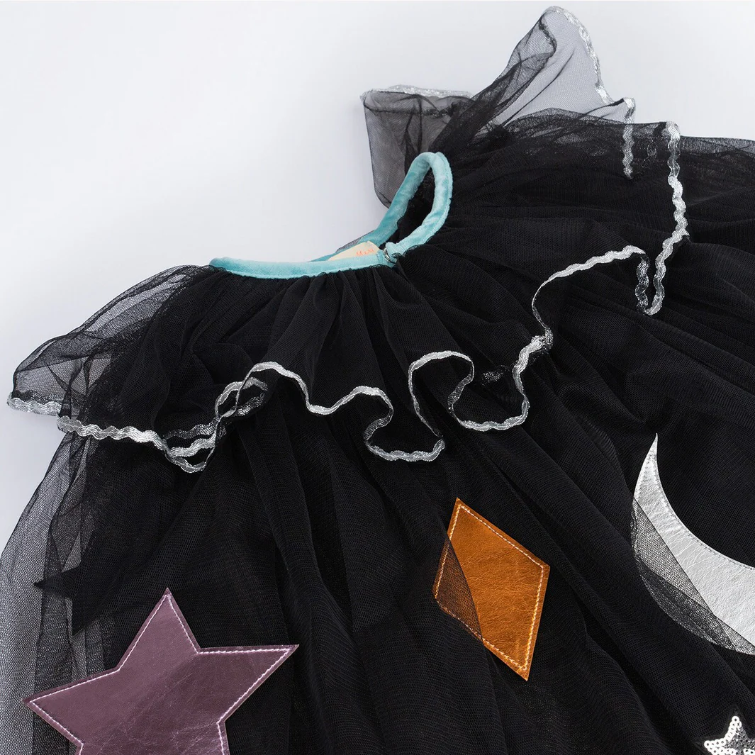 Tulle Appliqué Witch Cape, Hat & Wand - Image 3