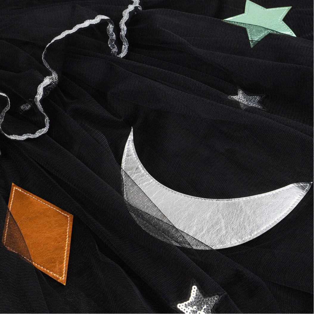 Tulle Appliqué Witch Cape, Hat & Wand - Image 4