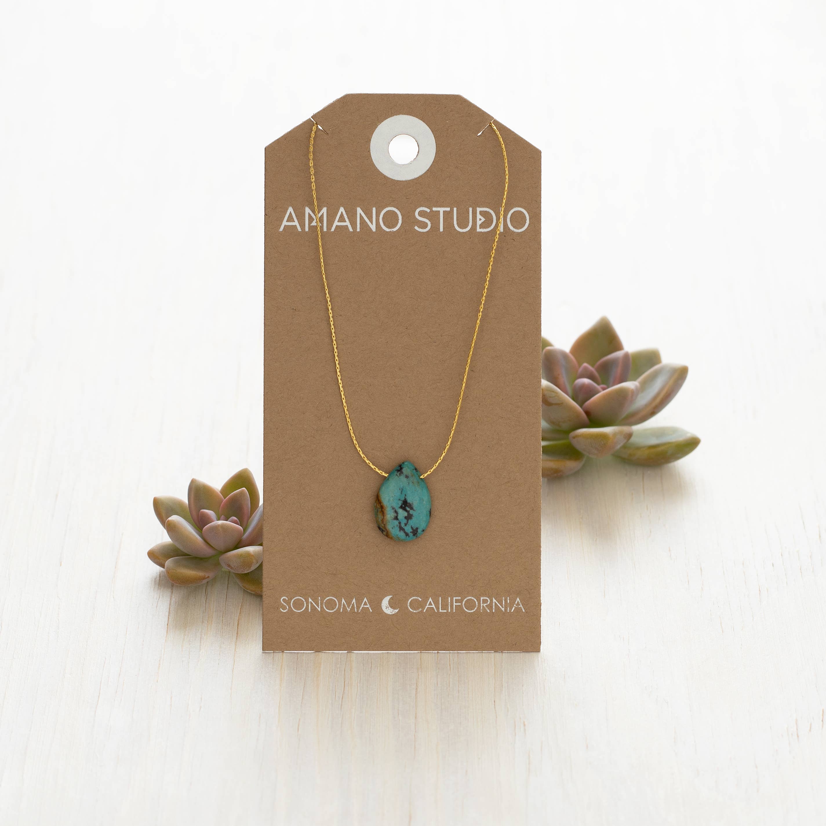 Turquoise Teardrop Pendant Necklace - Image 3
