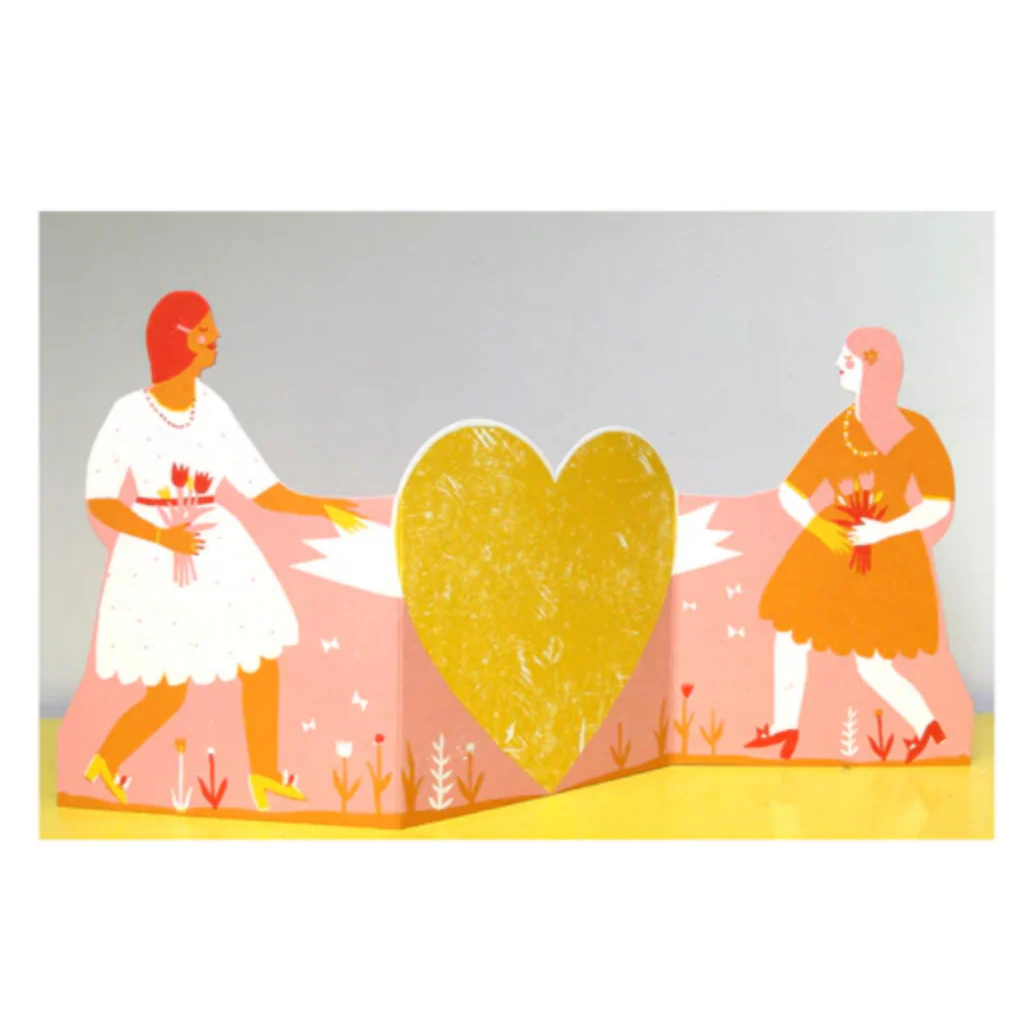 Two Women Concertina Heart Card -Louise Lockhart - Image 3