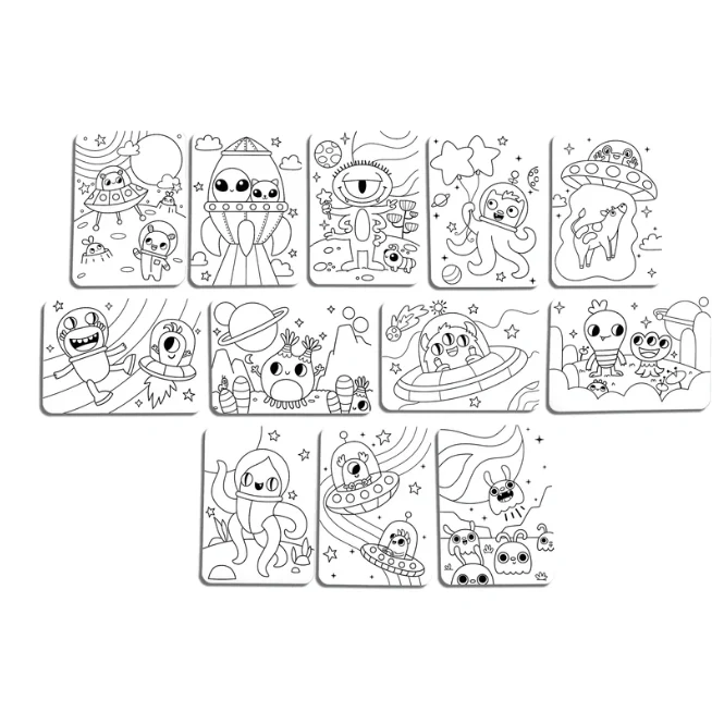 Undercover Art Hidden Pattern Coloring Activity Art Cards - Monster Aliens - Image 3