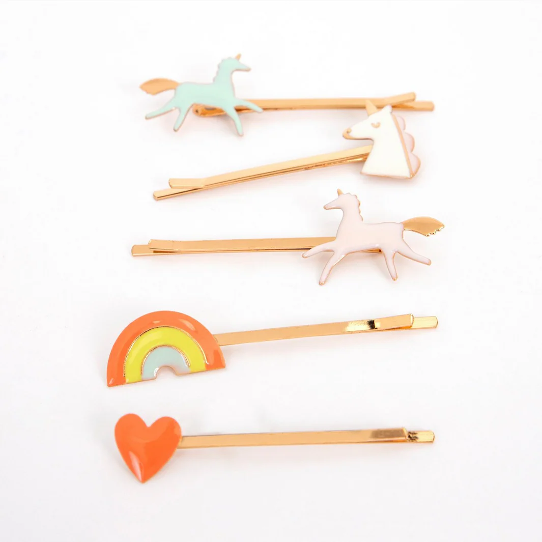 Unicorn Enamel Hair Slides (6pk) - Image 2