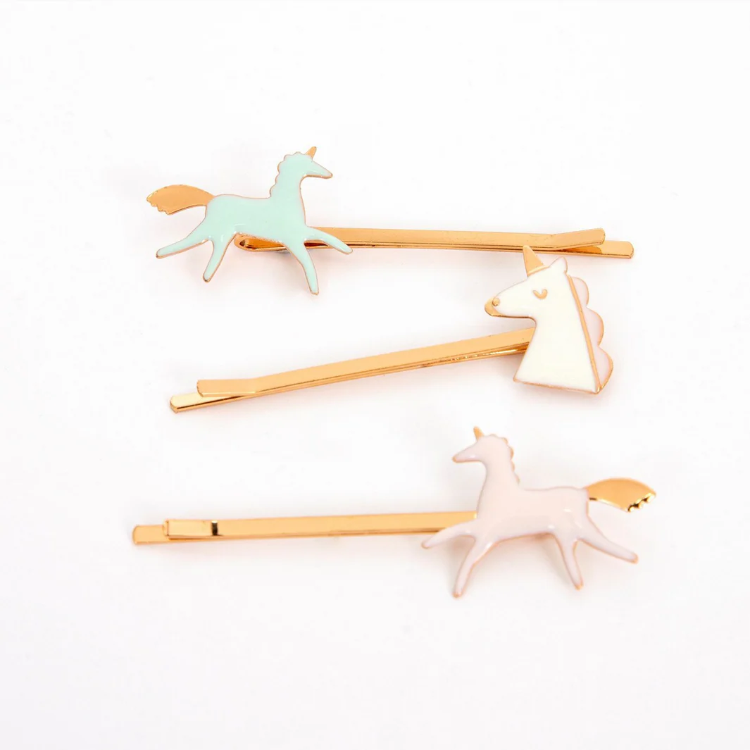 Unicorn Enamel Hair Slides (6pk) - Image 3