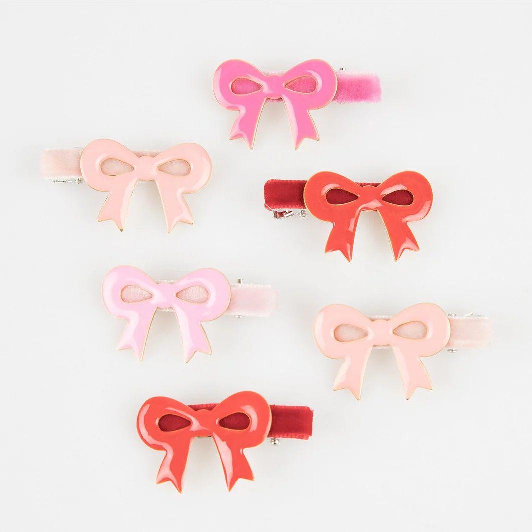 Valentine's Bow Hair Clips (x6) - Image 3
