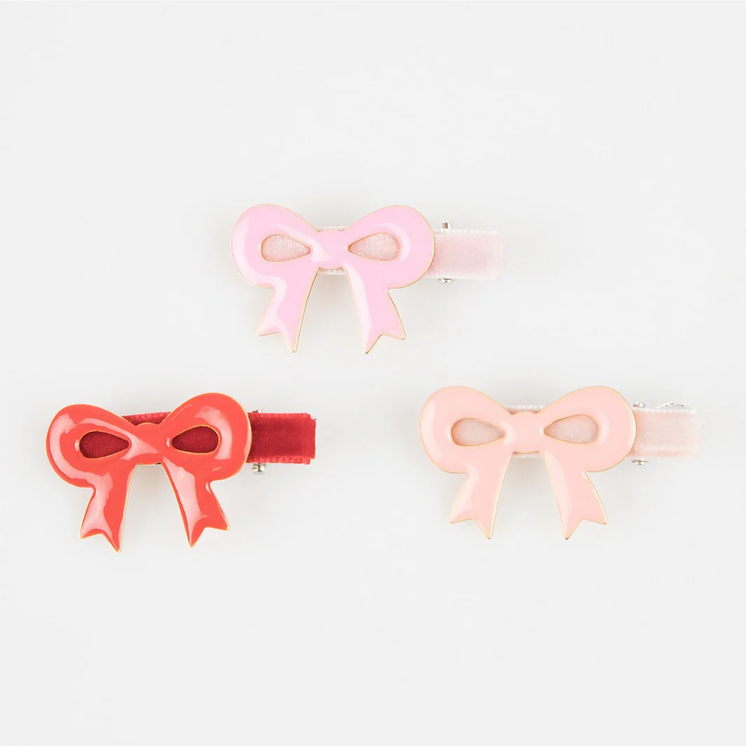 Valentine's Bow Hair Clips (x6) - Image 5