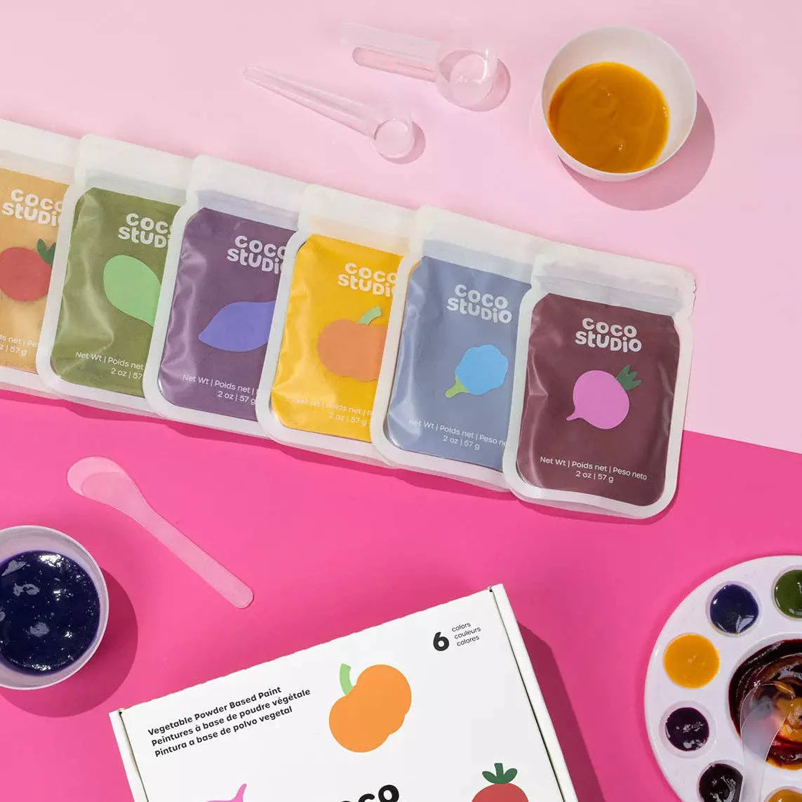 Vegetable Powder Based Paint Set - 6 Colors - Image 3
