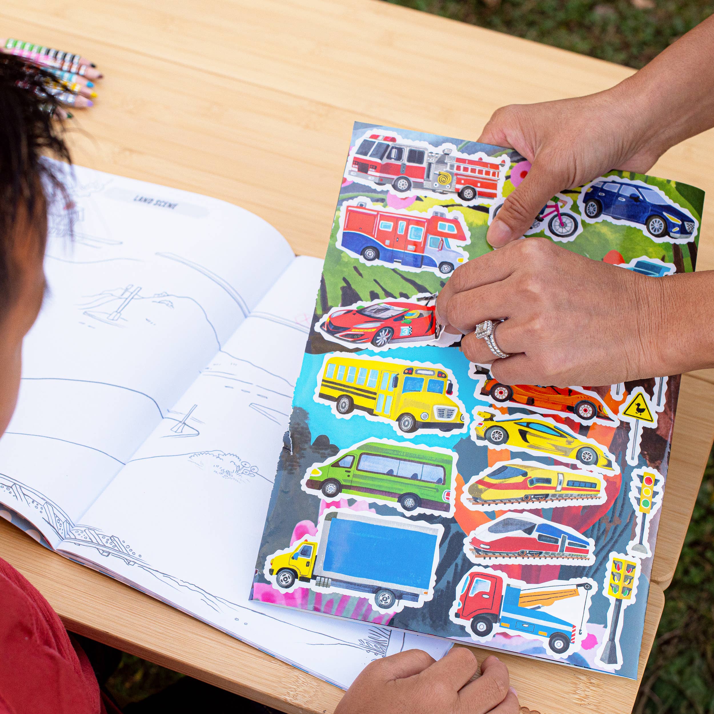 Vehicles Fold-Out Coloring Book - Image 2