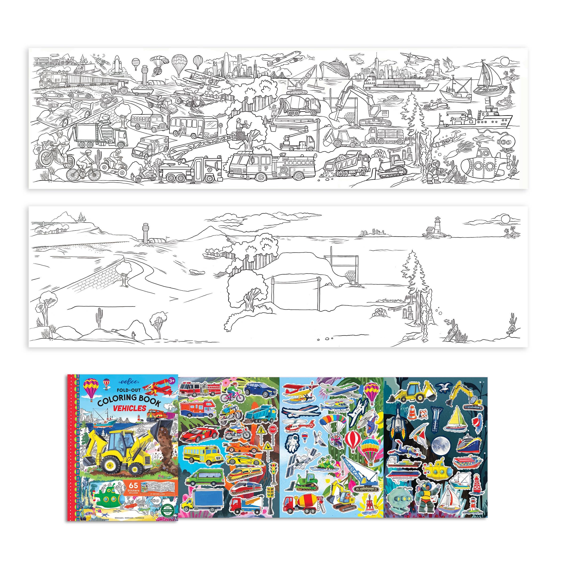 Vehicles Fold-Out Coloring Book - Image 3