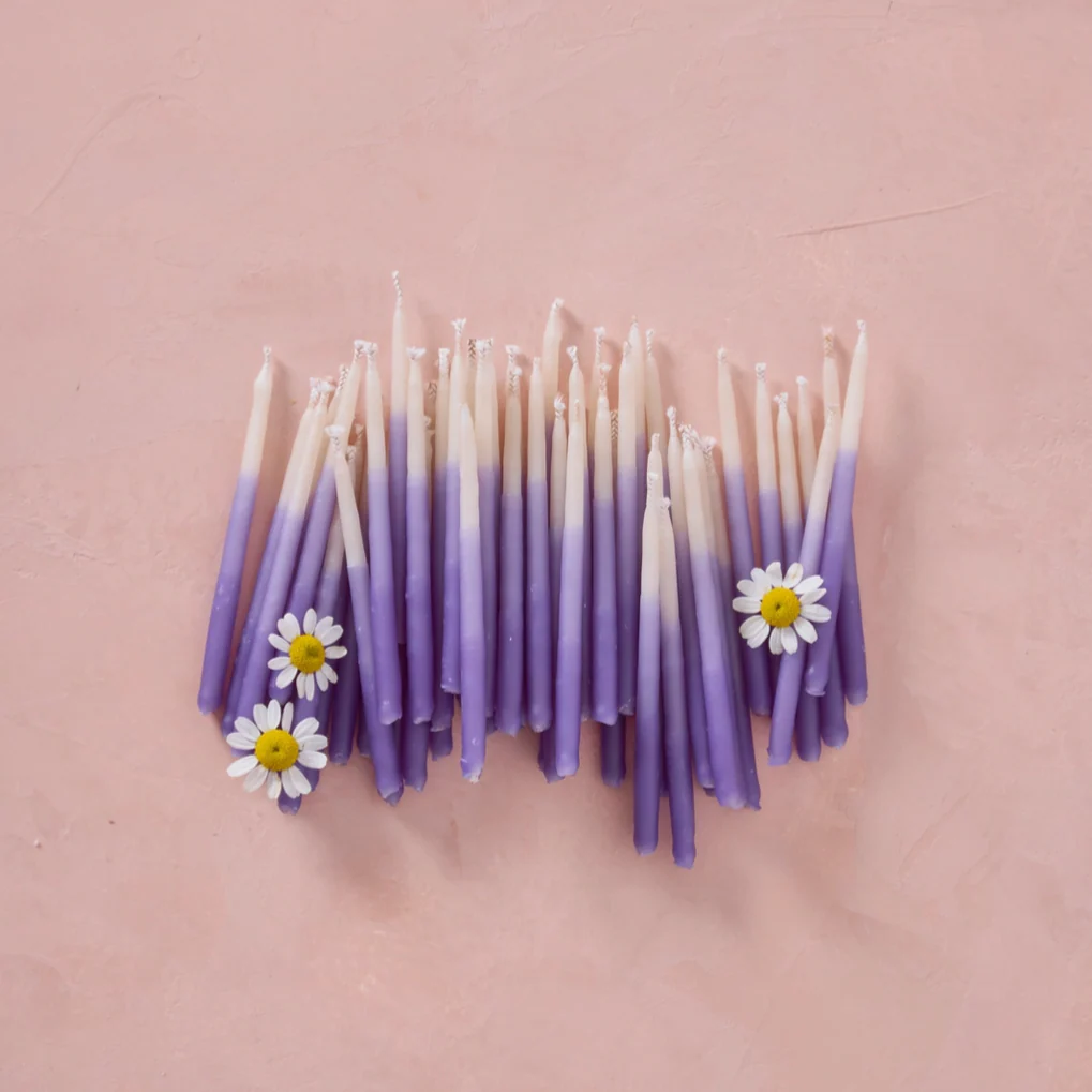 Violet Ombre Beeswax Birthday Candles (pk12) - Image 2