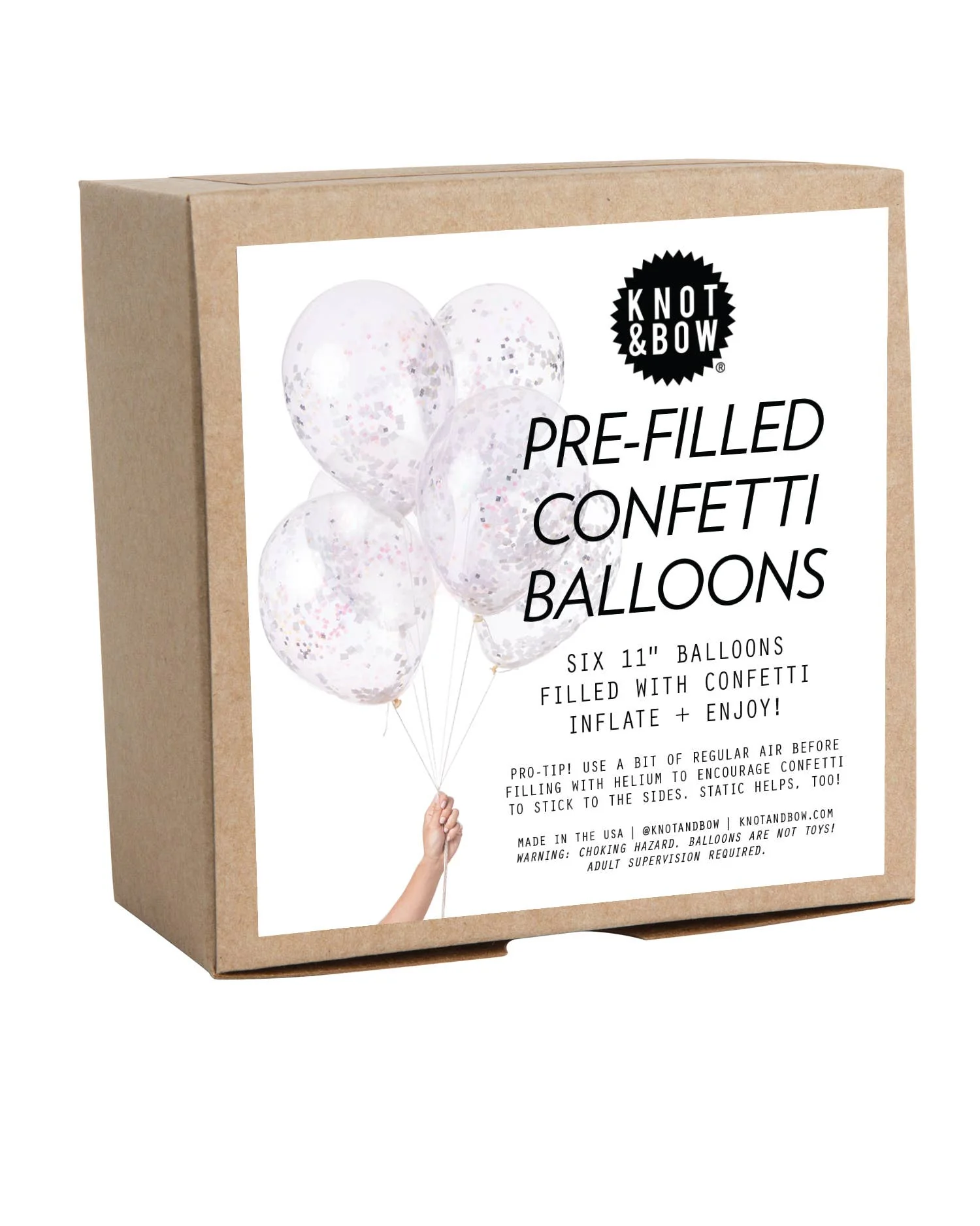 White Iridescent Pre-Filled Confetti Balloons (x6) - Image 3