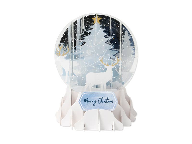 White Tree Pop-Up Snow Globe Christmas Card