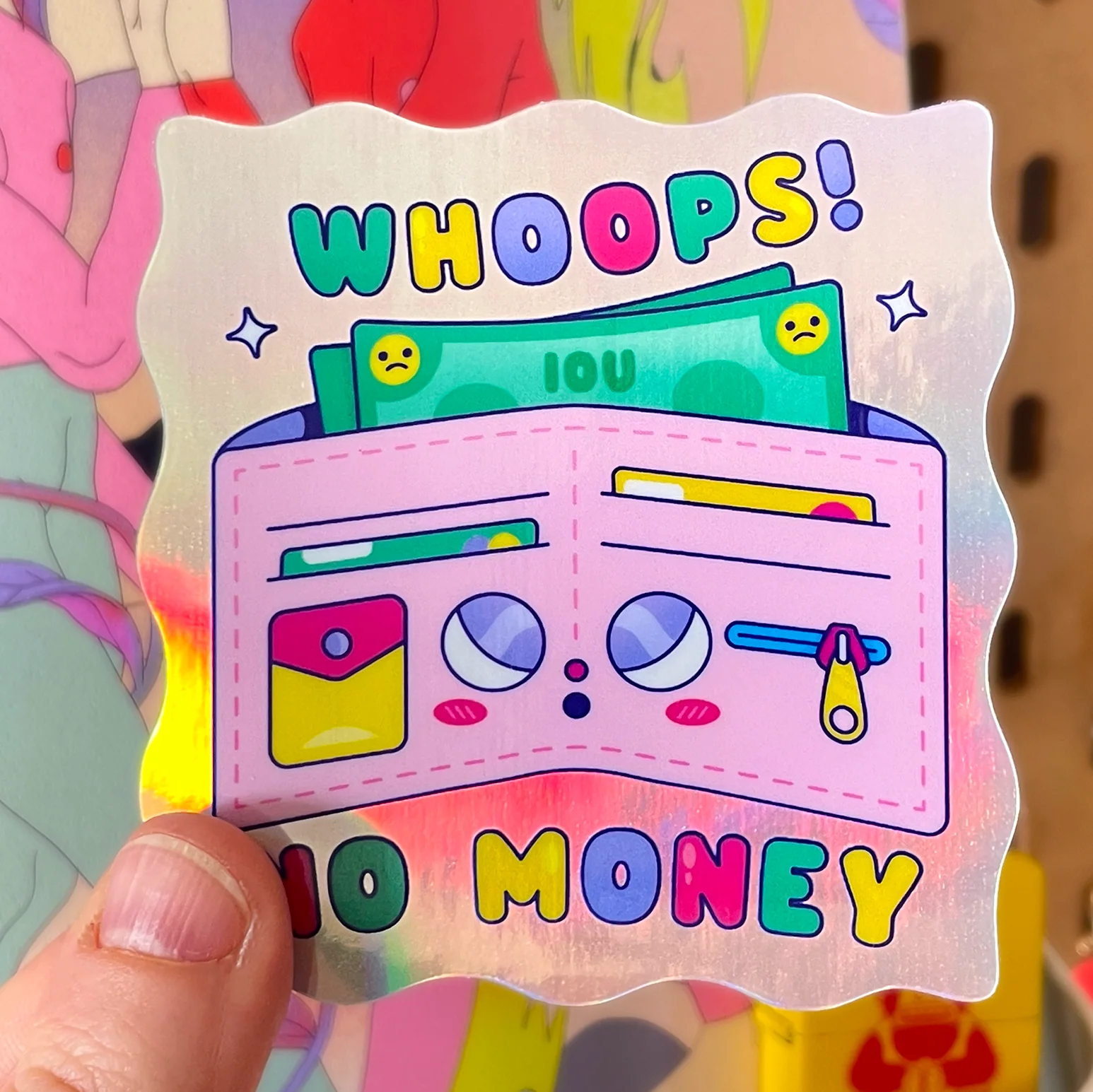 Whoops No Money Holographic Sticker - Image 2