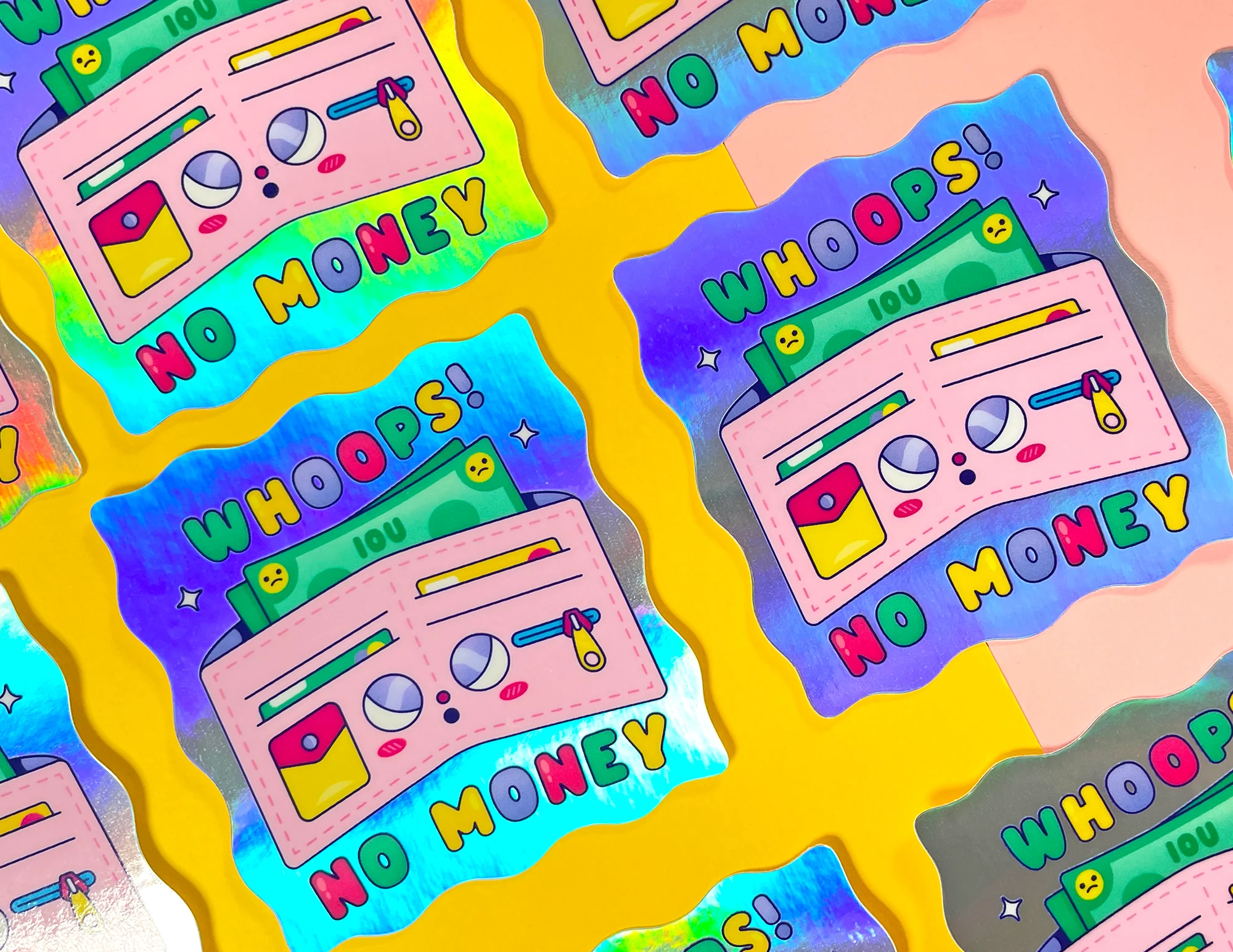 Whoops No Money Holographic Sticker - Image 6
