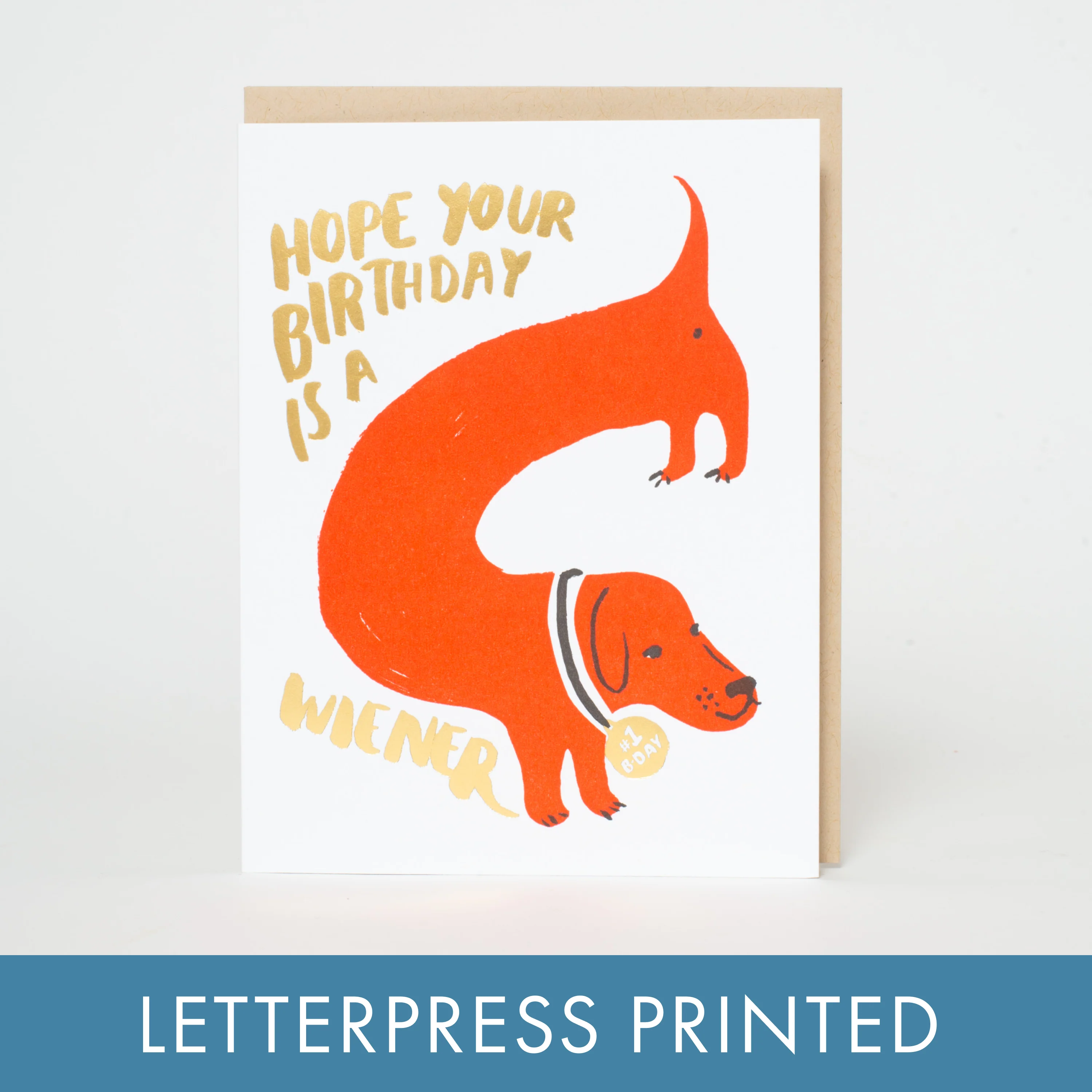 Wiener Birthday Dog Letterpress Card - Image 2