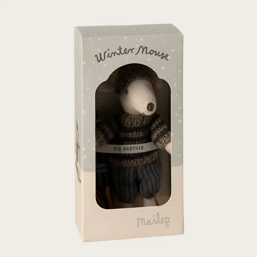 Winter mouse with ski set - Big brother - grey - Image 3