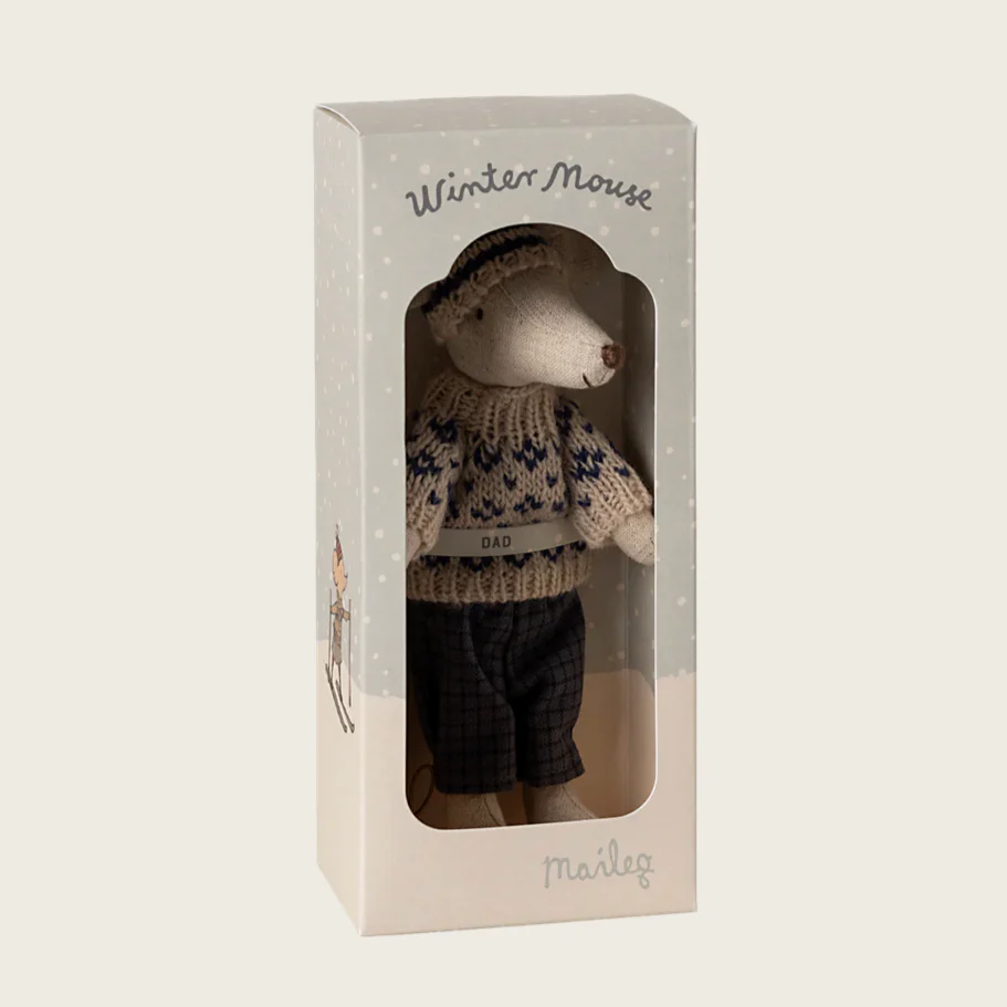 Winter Mouse with Ski Set -Dad Blue - Image 2