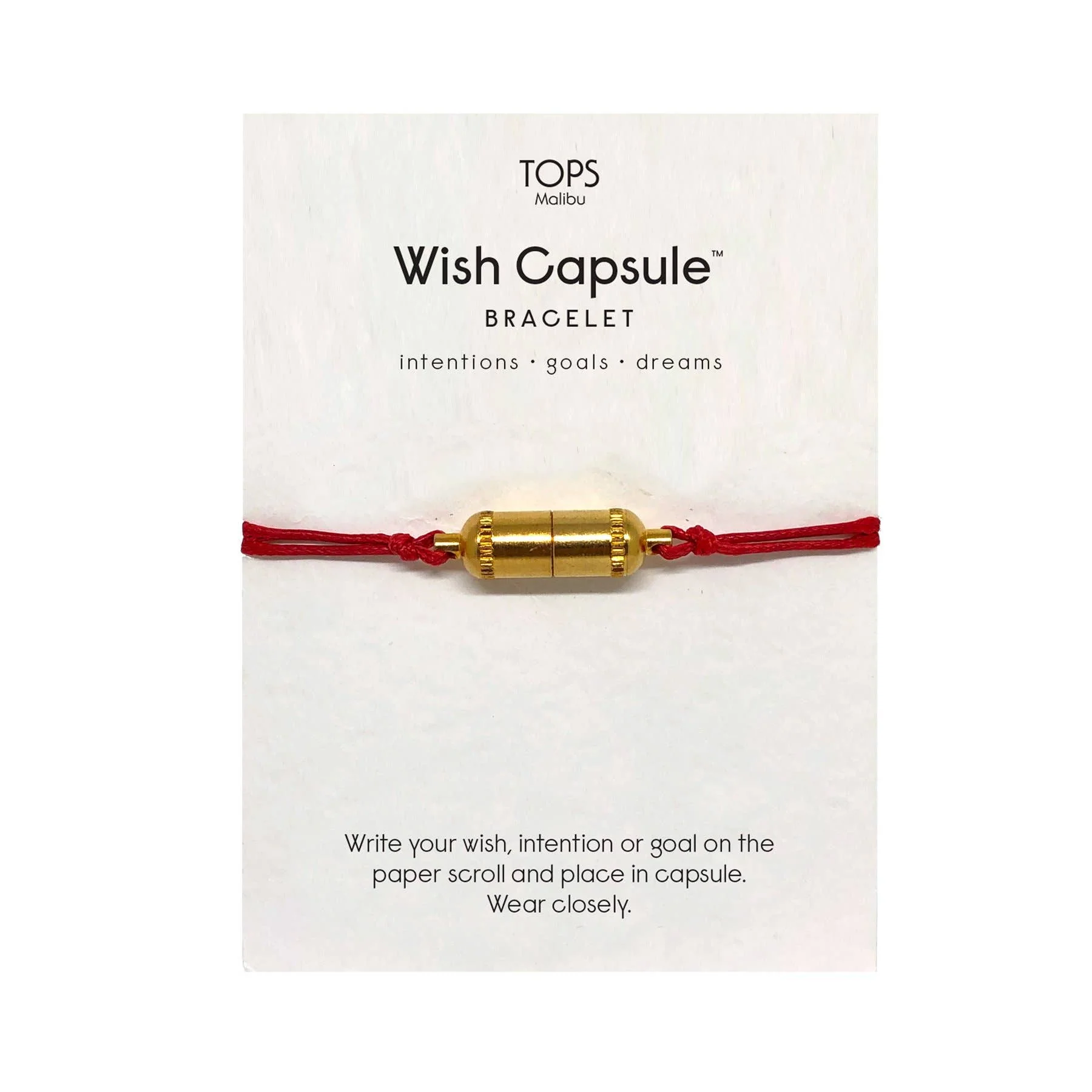 Wish Capsule Bracelet with 3-Paper Scrolls - Gold Capsule: Red