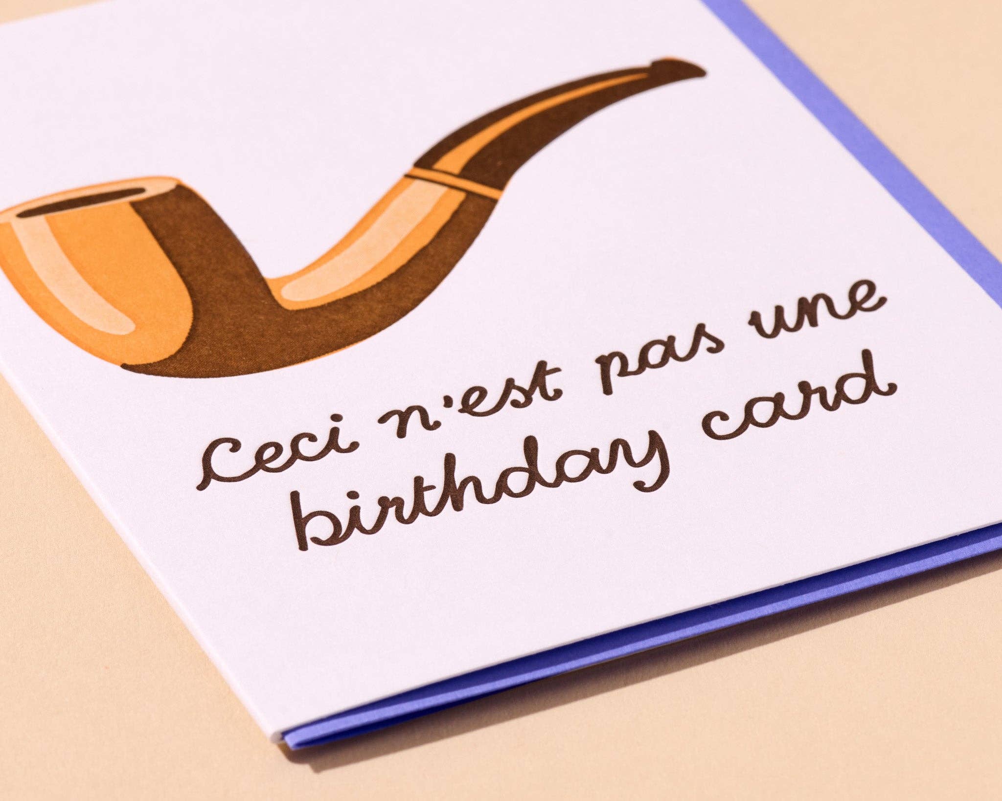 Letterpress Birthday Card – Magritte Pipe - Image 2
