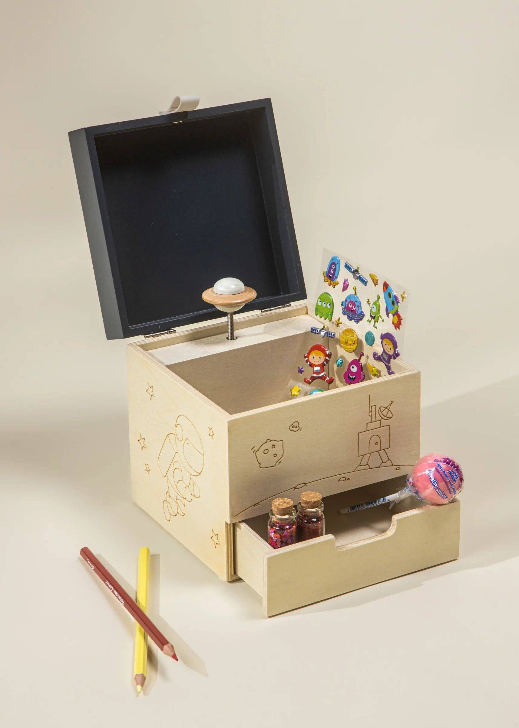Wooden Musical Souvenir Box - Space - Image 3