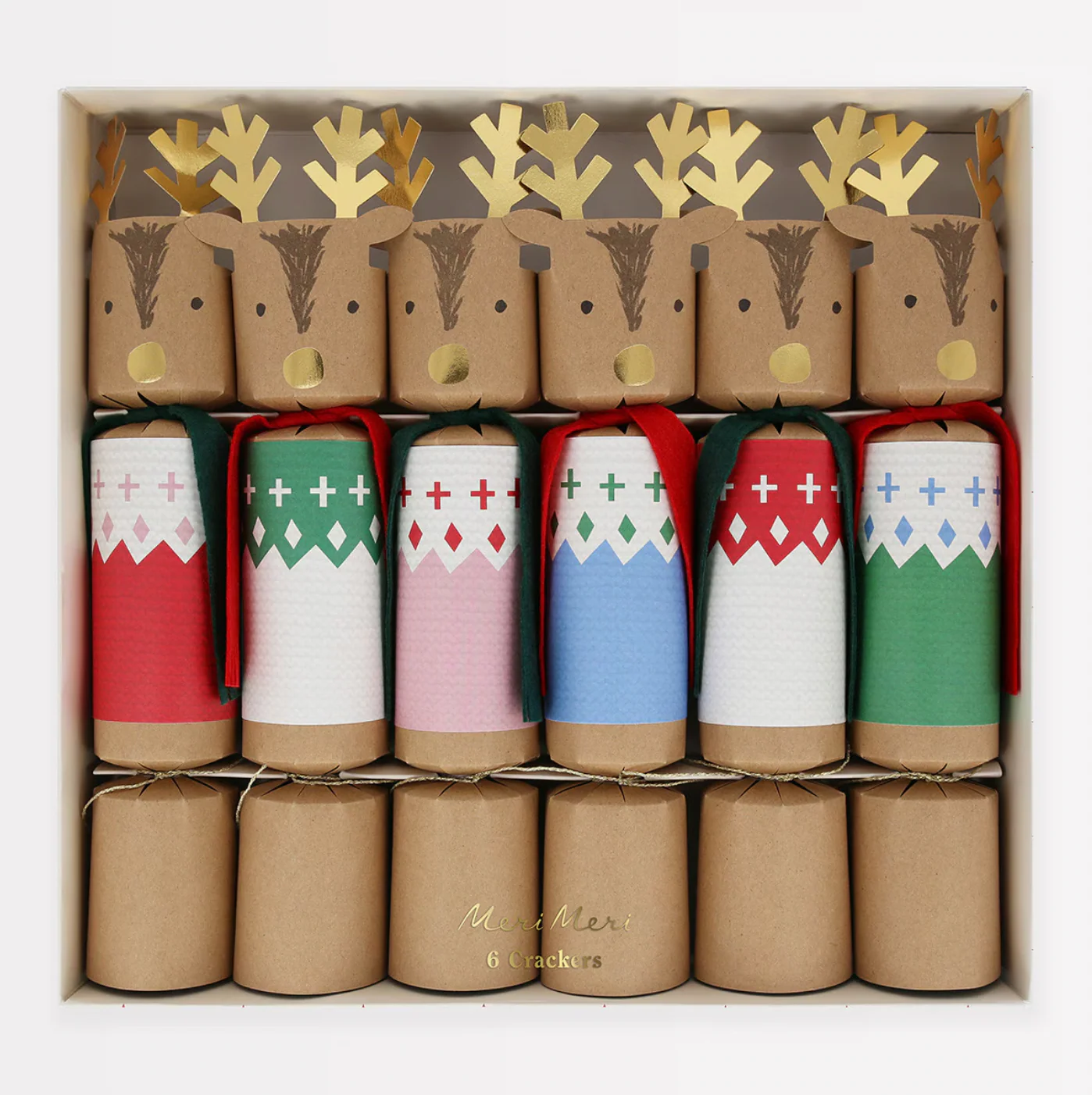 Woodland Jumper Reindeer Crackers -6pk