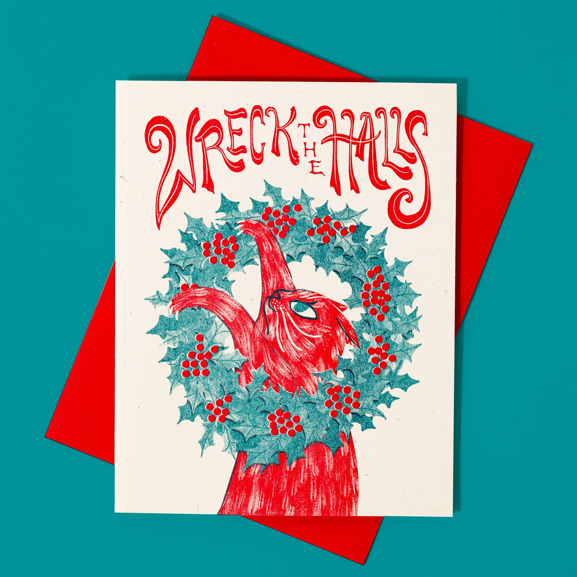 Wreck the Halls - Risograph Christmas Card - Image 2