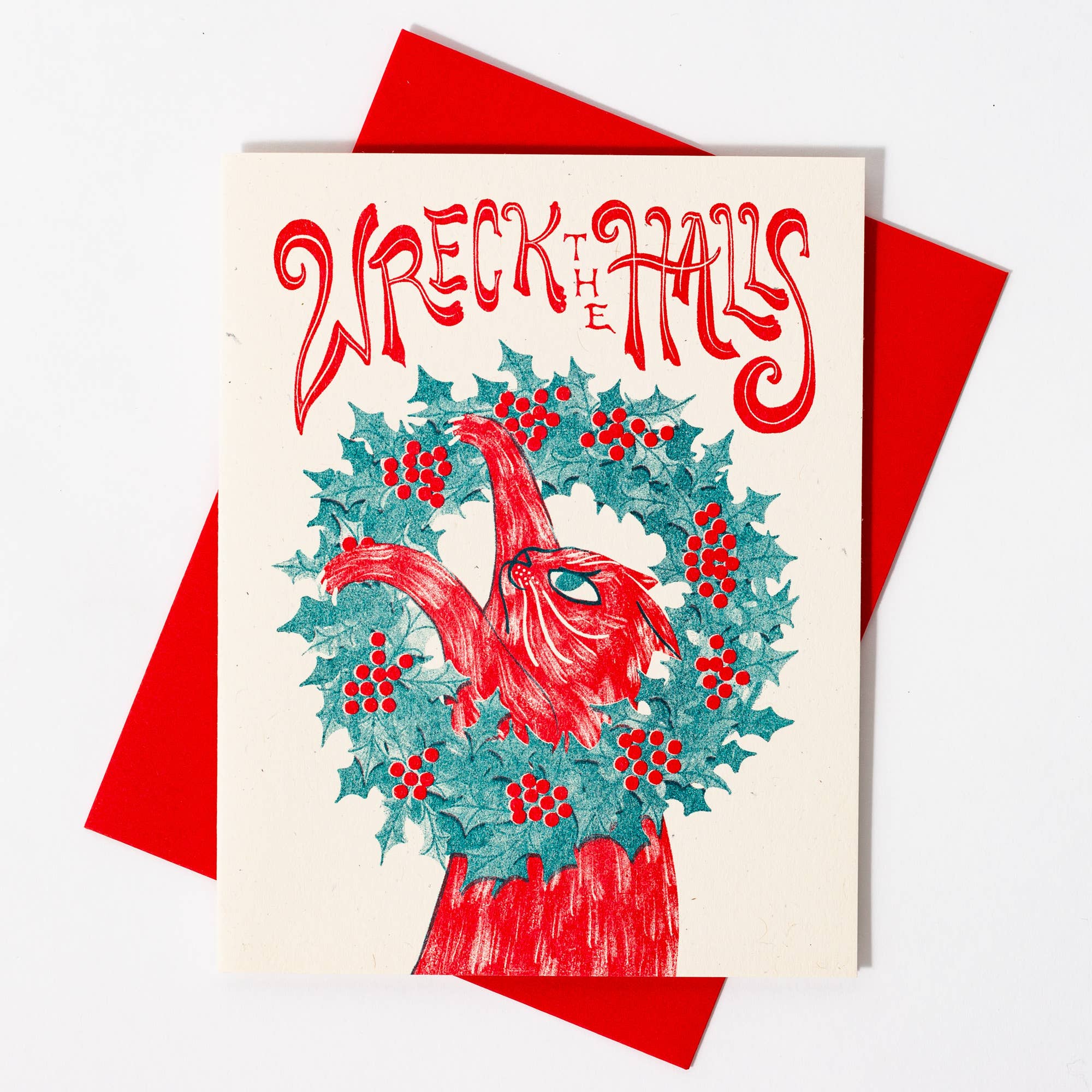 Wreck the Halls - Risograph Christmas Card - Image 3