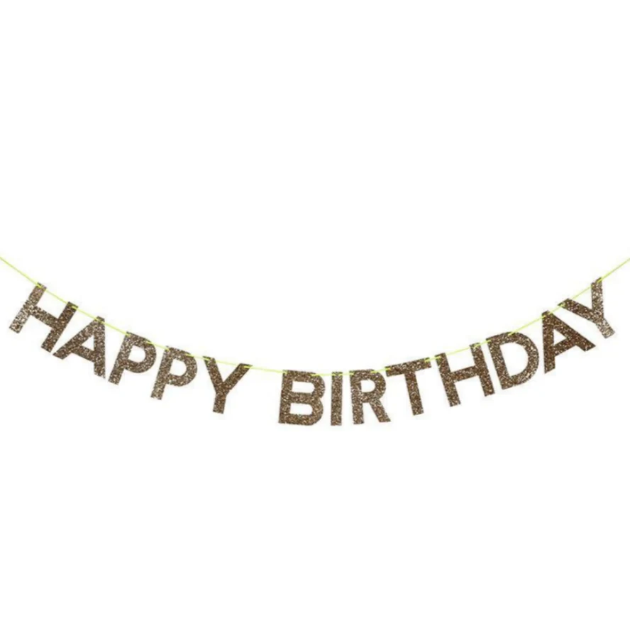Large Gold Glitter Happy Birthday Banner - Image 3