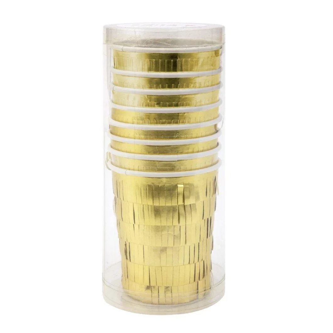 GolD Fringe Party Cups -8pk - Image 2